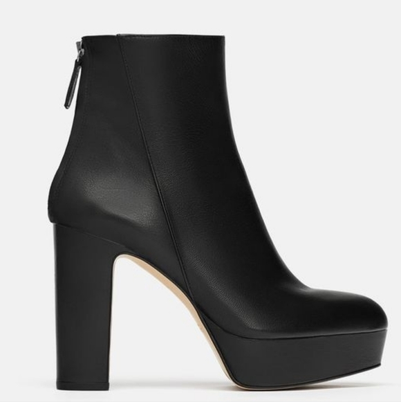Zara | Leather Platform Ankle Boots - Picture 3 of 12